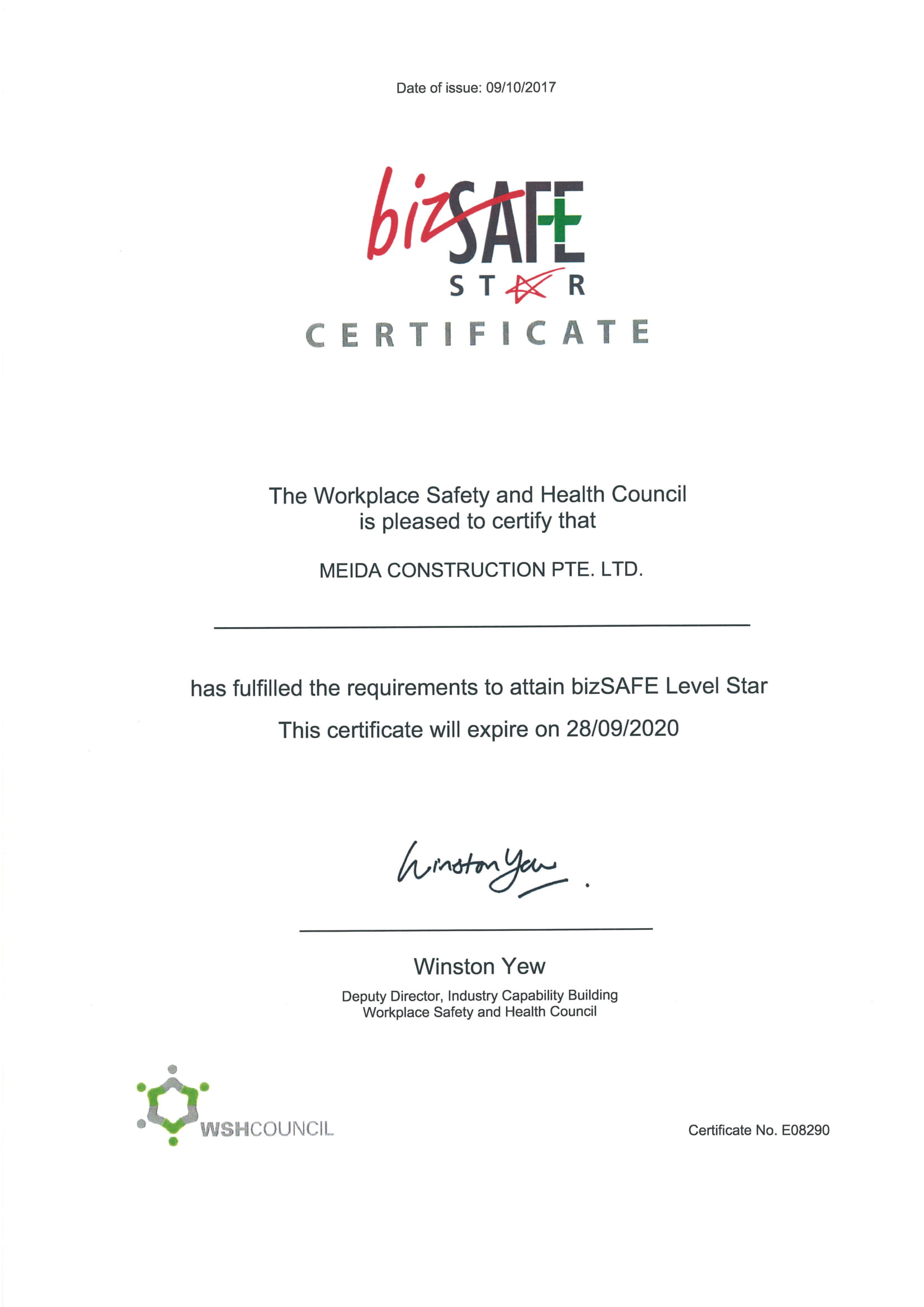 Meida Certificates BizSafe Meida Certificates BizSafe
